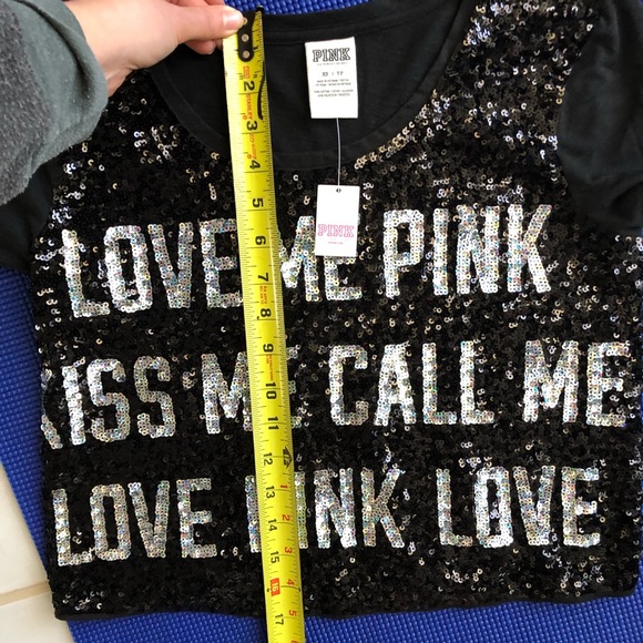 VS’s Pink Black Sequin Crop Top - Picture 5 of 6
